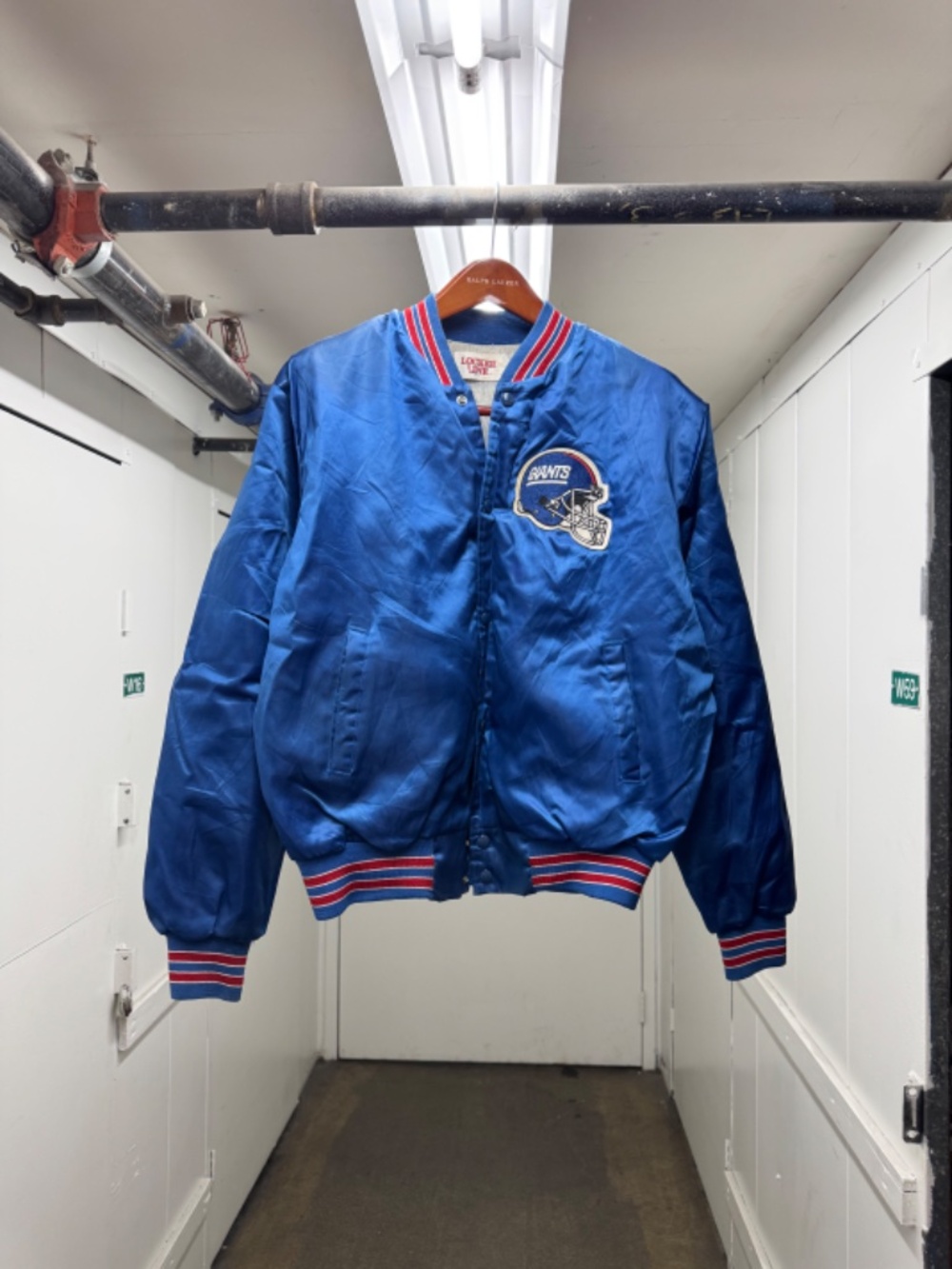 Vintage 1980s New York Giants Helmet NFL Bomber Varsity Jacket
